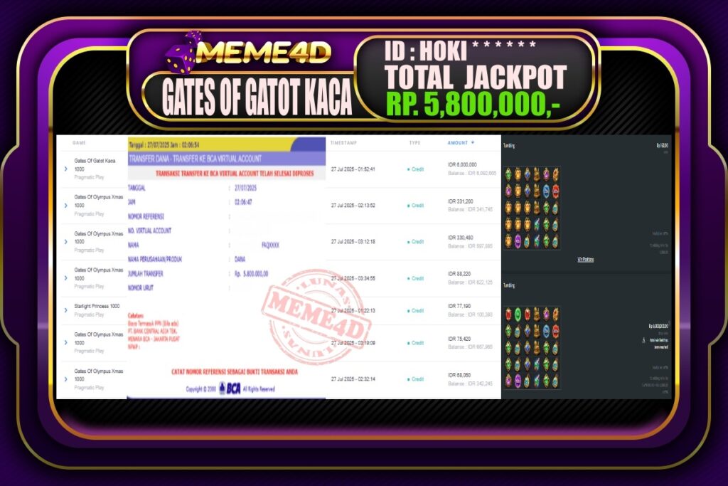 Bukti Jp MEME4D Slot Online 27 Juli 2025