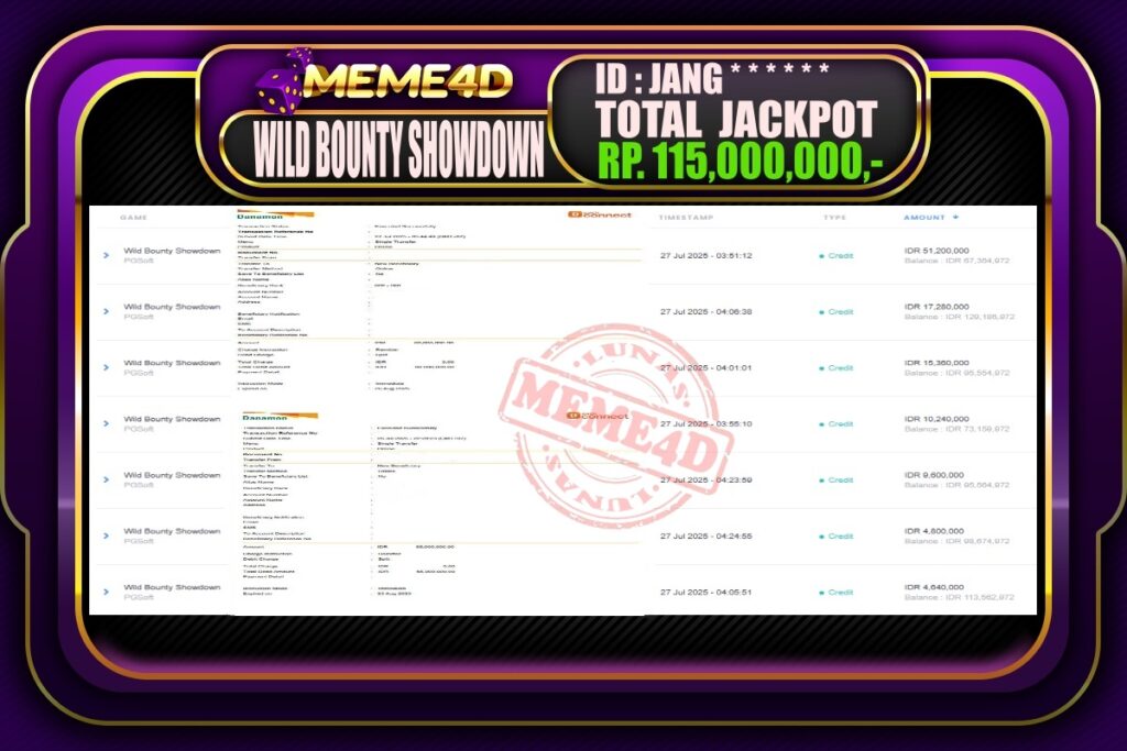 Bukti Jp MEME4D Slot Online 27 Juli 2025