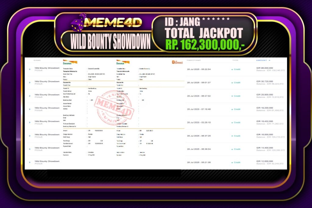 Bukti Jp MEME4D Slot Online 28 Juli 2025