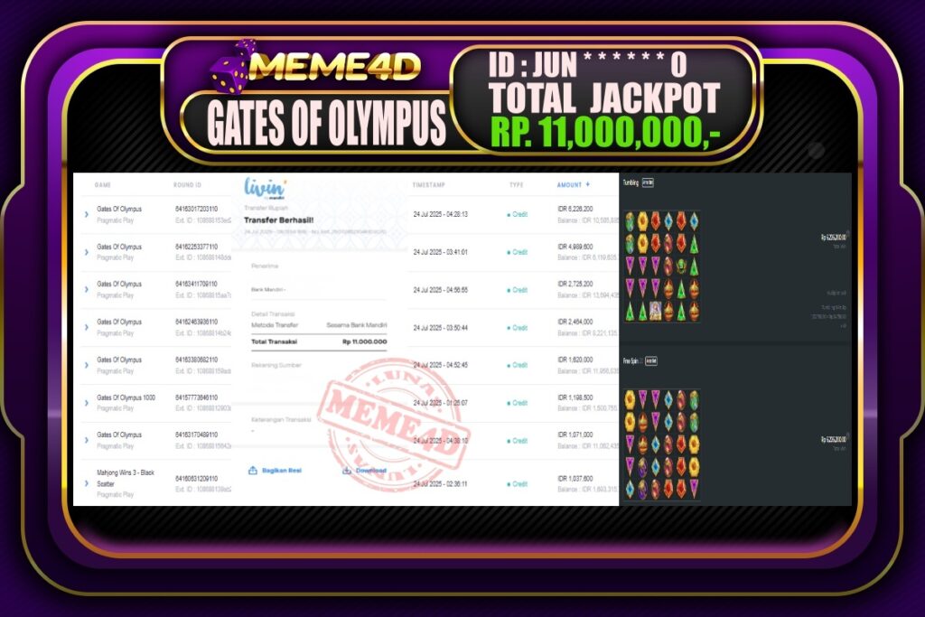 Bukti Jp MEME4D Slot Online 24 Juli 2025