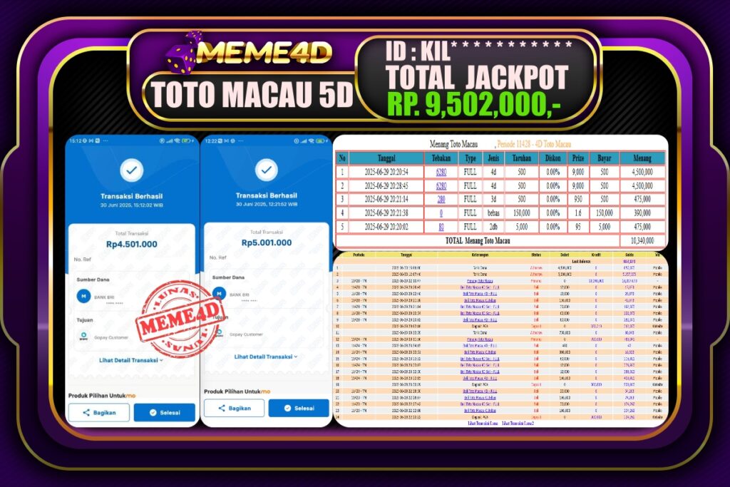 Bukti Jp MEME4D Togel Online 01 Juli 2025