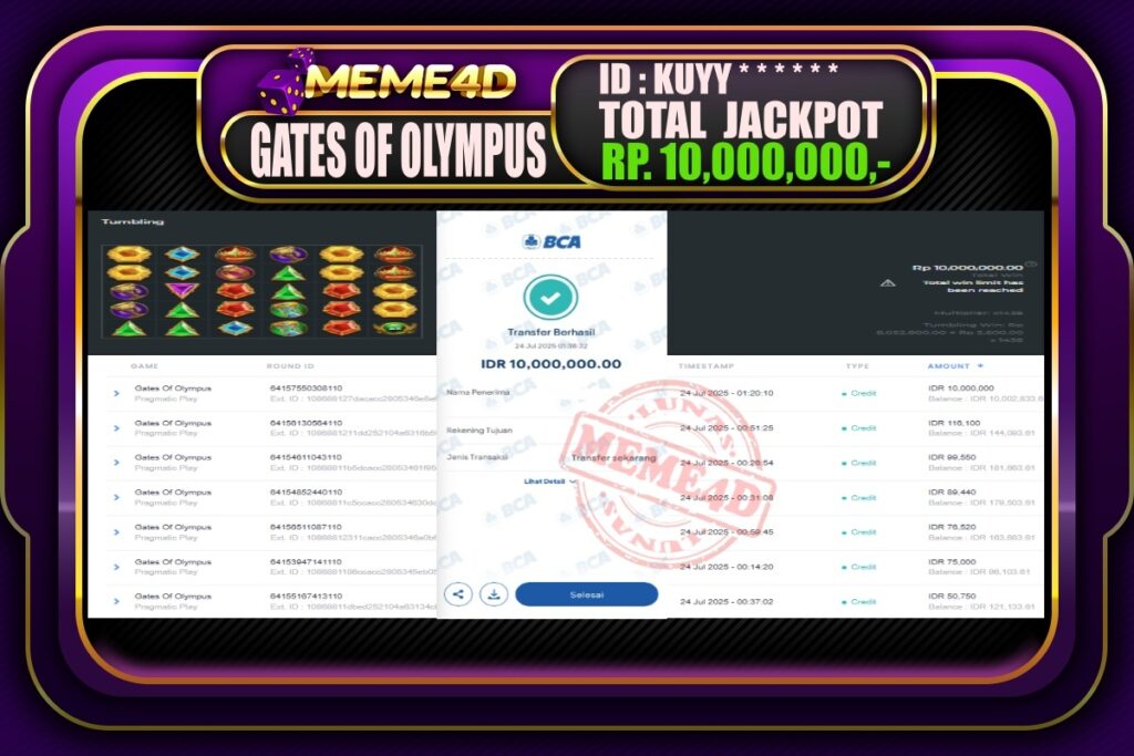 Bukti Jp MEME4D Slot Online 24 Juli 2025