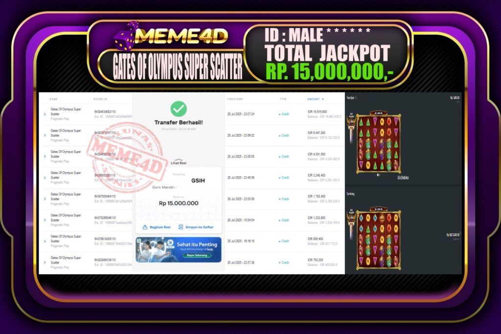 Bukti Jp MEME4D Slot Online 29 Juli 2025