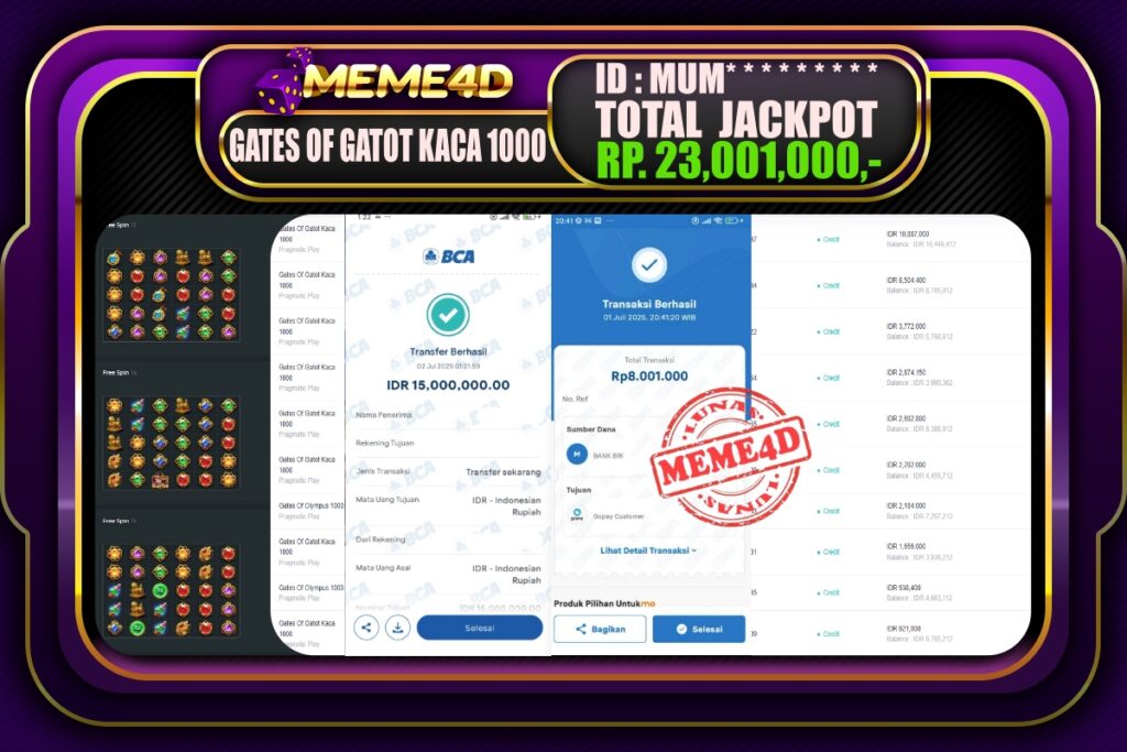 Bukti Jp MEME4D Slot Online 02 Juli 2025