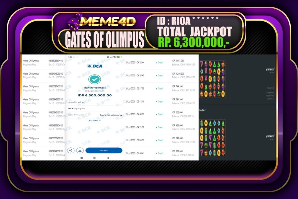 Bukti Jp MEME4D Slot Online 20 Juli 2025