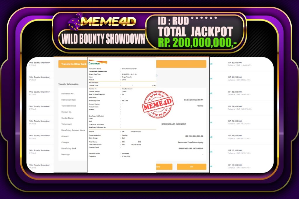 Bukti Jp MEME4D Slot Online 08 Juli 2025