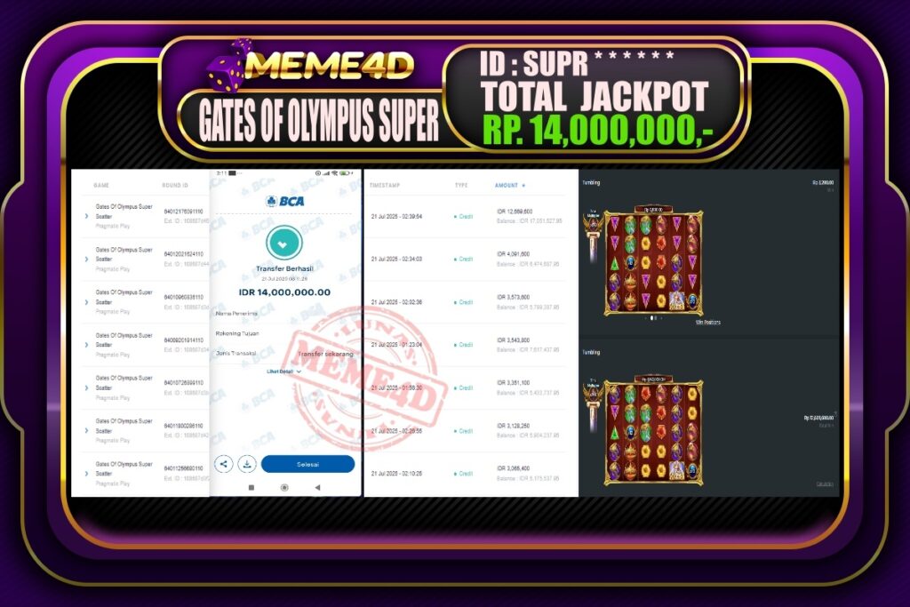 Bukti Jp MEME4D Slot Online 21 Juli 2025