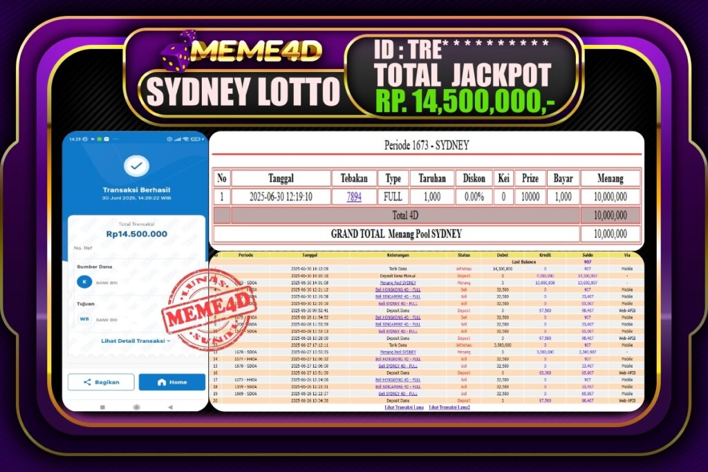 Bukti Jp MEME4D Togel Online 01 Juli 2025