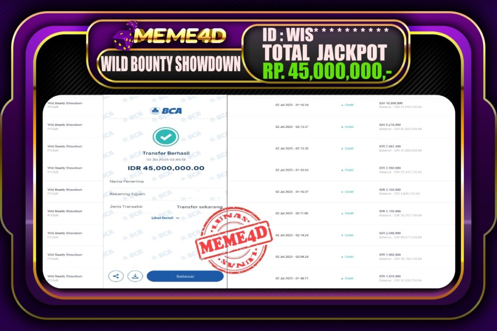 Bukti Jp MEME4D Slot Online 02 Juli 2025