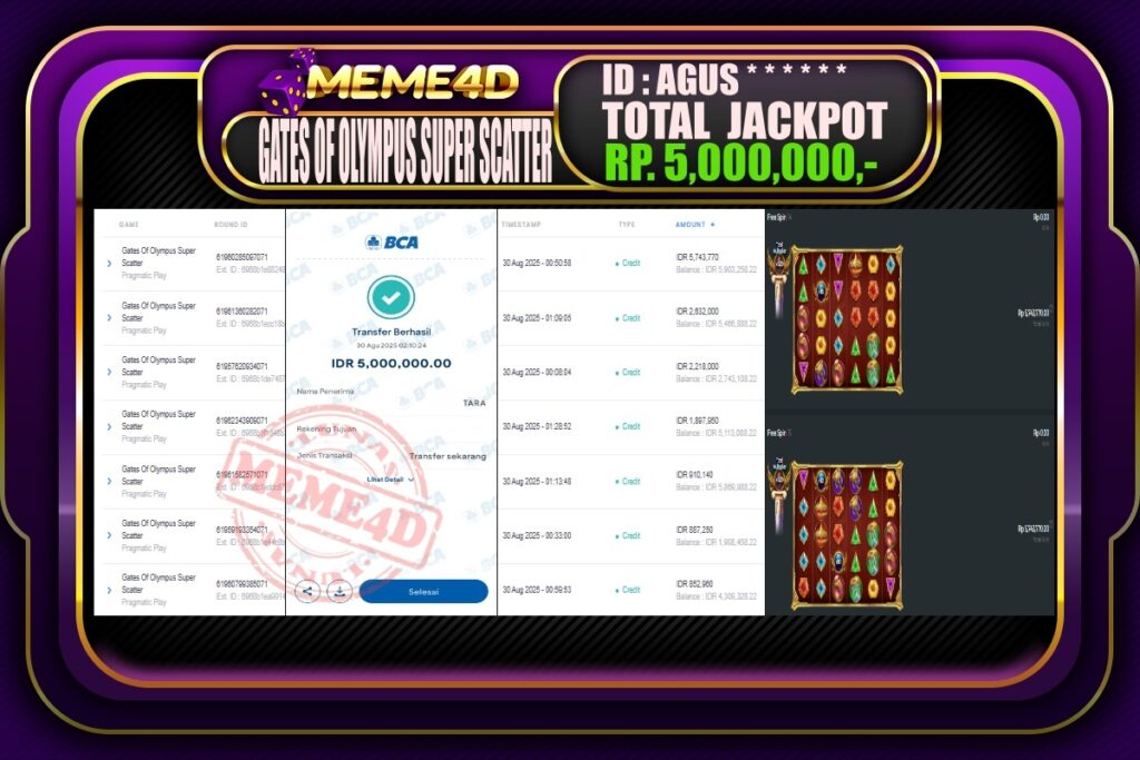 Bukti Jp MEME4D Slot Online 30 Agustus 2025