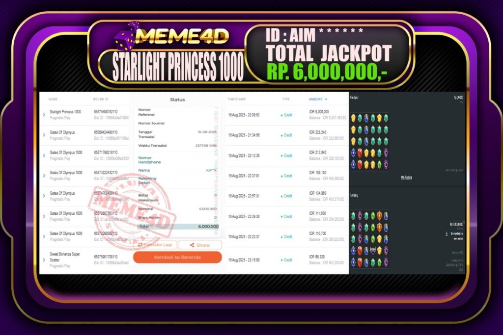 Bukti Jp MEME4D Slot Online 17 AGUSTUS 2025