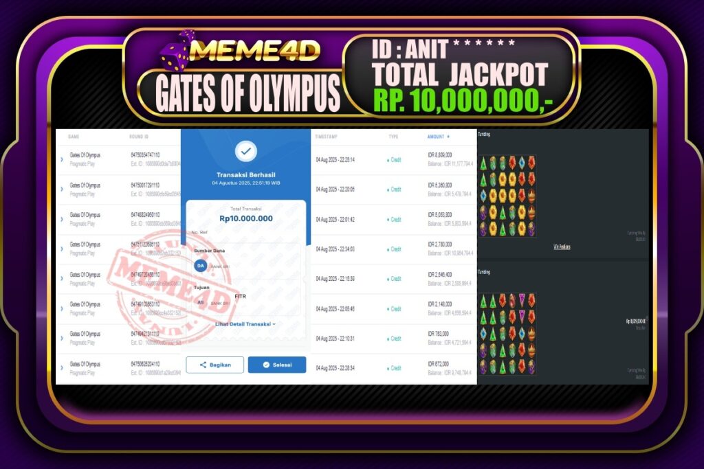 Bukti Jp MEME4D Slot Online 05 AGUSTUS 2025