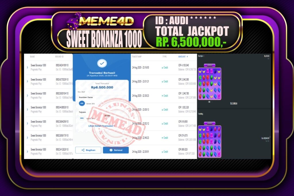 Bukti Jp MEME4D Slot Online 25 Agustus 2025