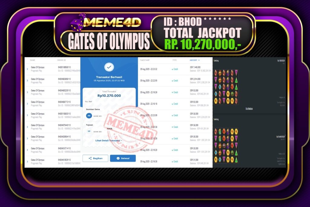 Bukti Jp MEME4D Slot Online 06 AGUSTUS 2025