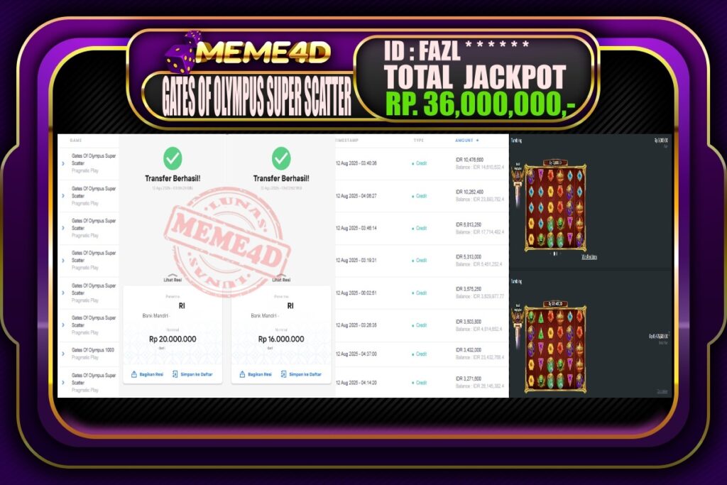 Bukti Jp MEME4D Slot Online 12 AGUSTUS 2025