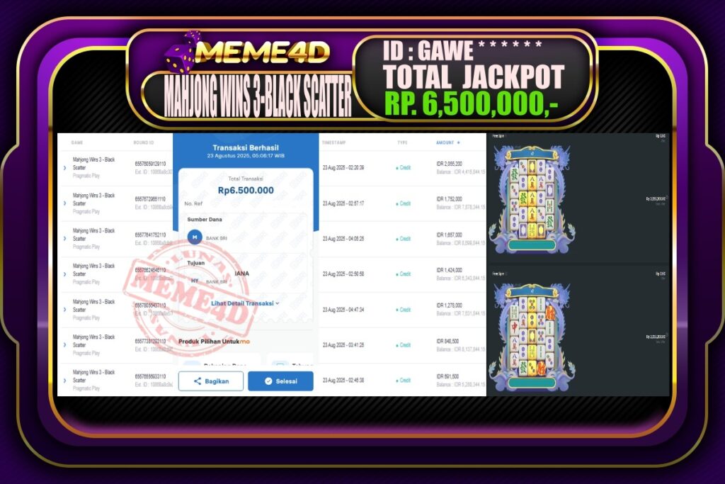 Bukti Jp MEME4D Slot Online 23 Agustus 2025