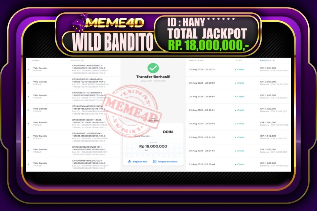Bukti Jp MEME4D Slot Online 22 Agustus 2025