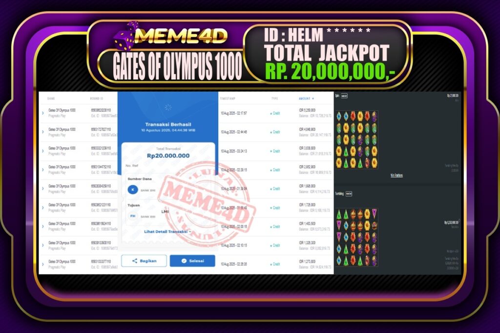 Bukti Jp MEME4D Slot Online 10 AGUSTUS 2025