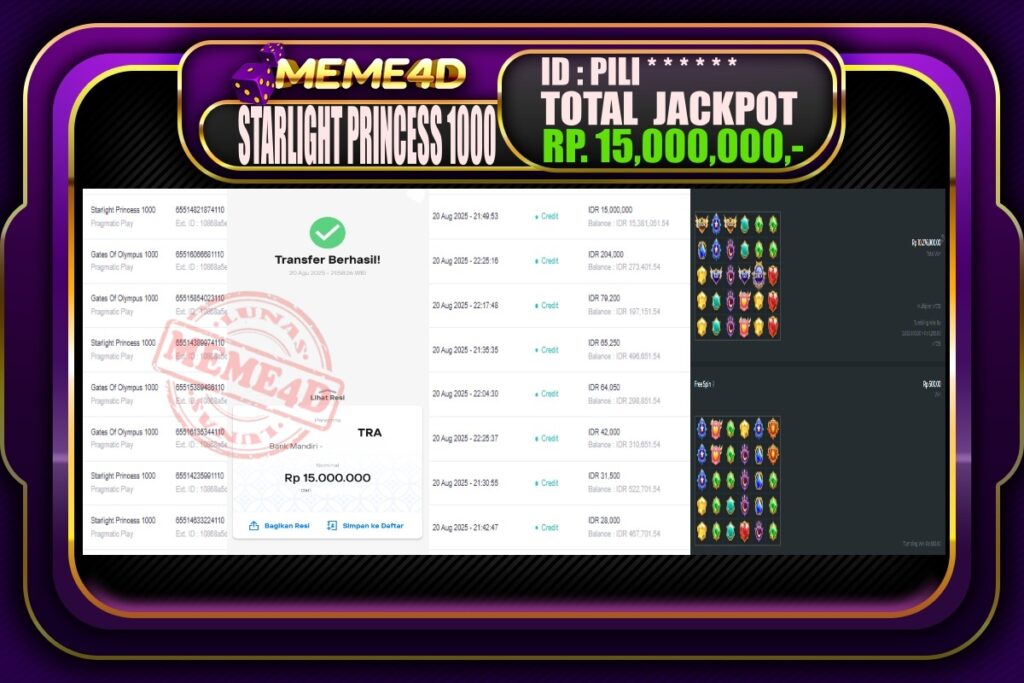 Bukti Jp MEME4D Slot Online 21 Agustus 2025