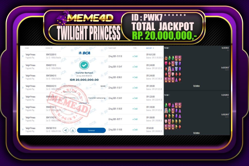 Bukti Jp MEME4D Slot Online 22 Agustus 2025