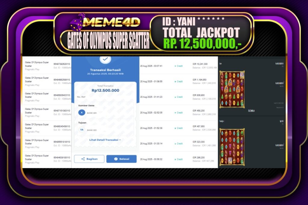 Bukti Jp MEME4D Slot Online 20 Agustus 2025