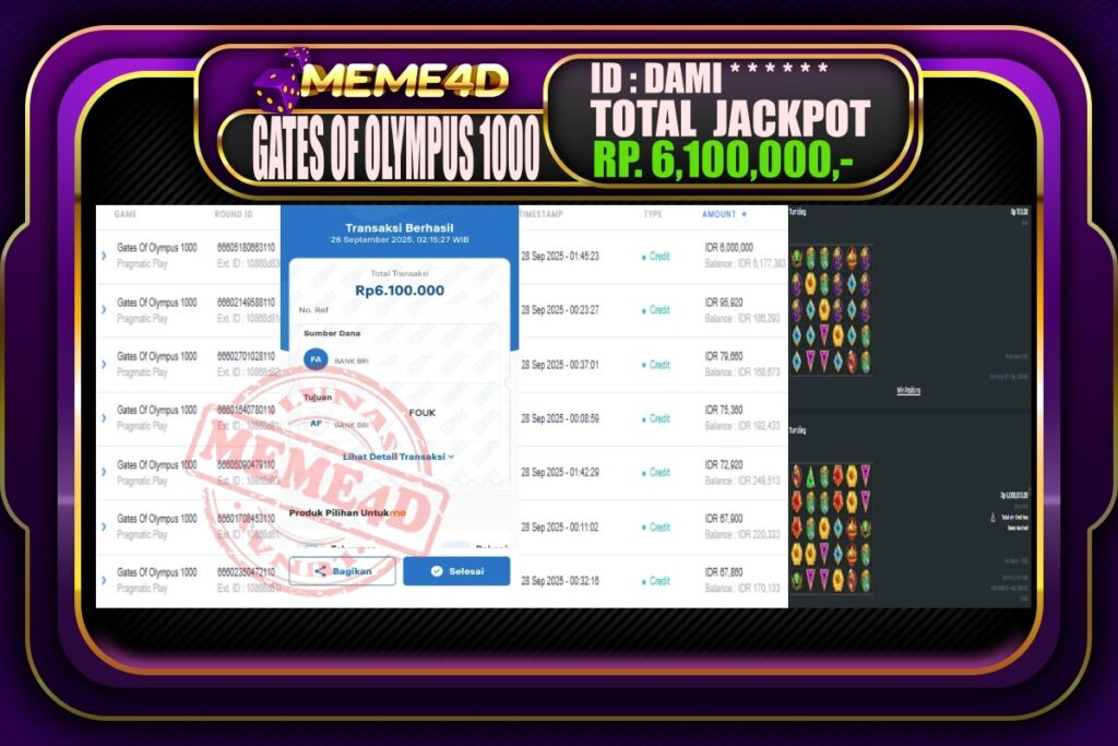 Bukti Jp MEME4D Slot Online 28 September 2025