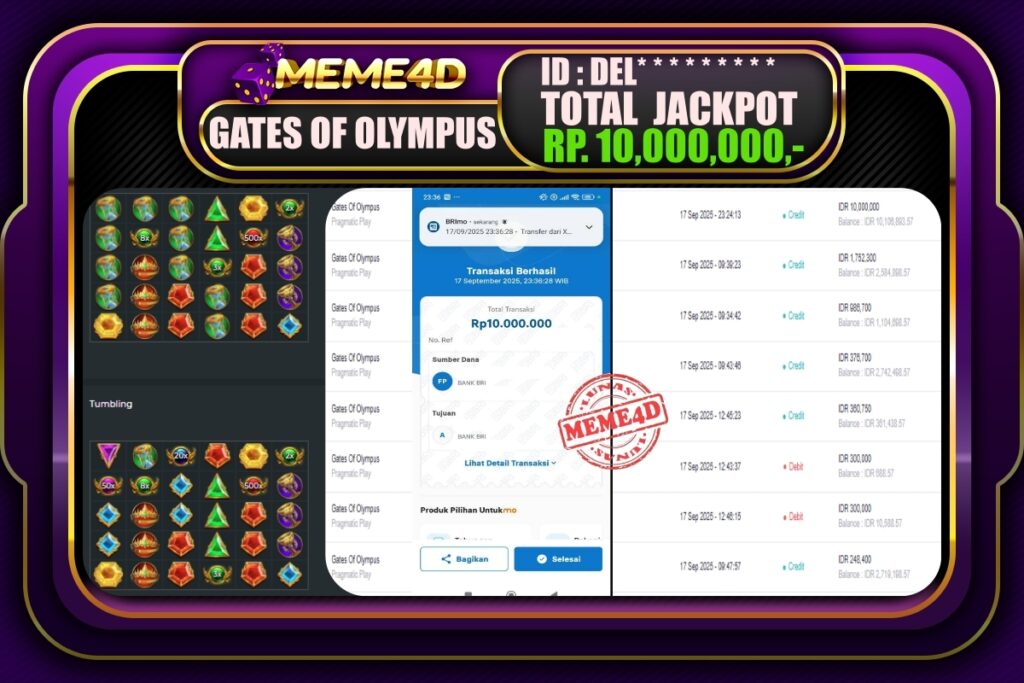 Bukti Jp MEME4D Slot Online 18 September 2025