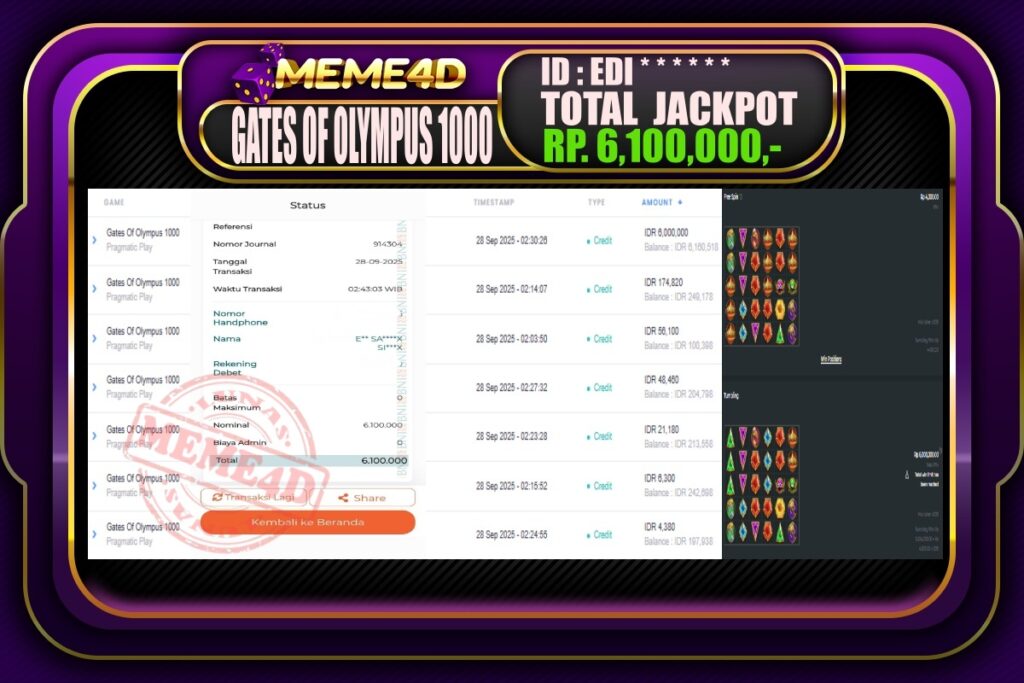 Bukti Jp MEME4D Slot Online 28 September 2025