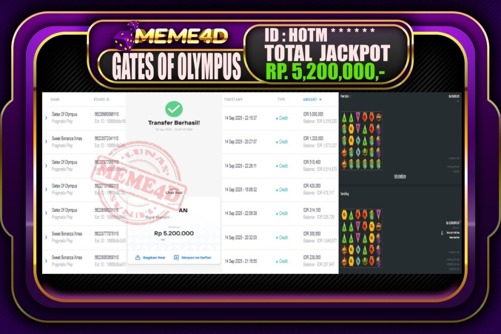 Bukti Jp MEME4D Slot Online 15 September 2025