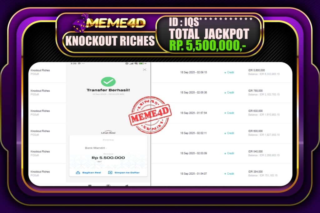 Bukti Jp MEME4D Slot Online 18 September 2025