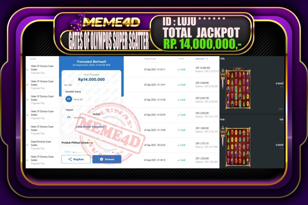 Bukti Jp MEME4D Slot Online 24 September 2025