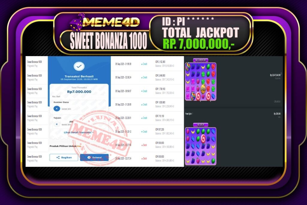 Bukti Jp MEME4D Slot Online 05 September 2025