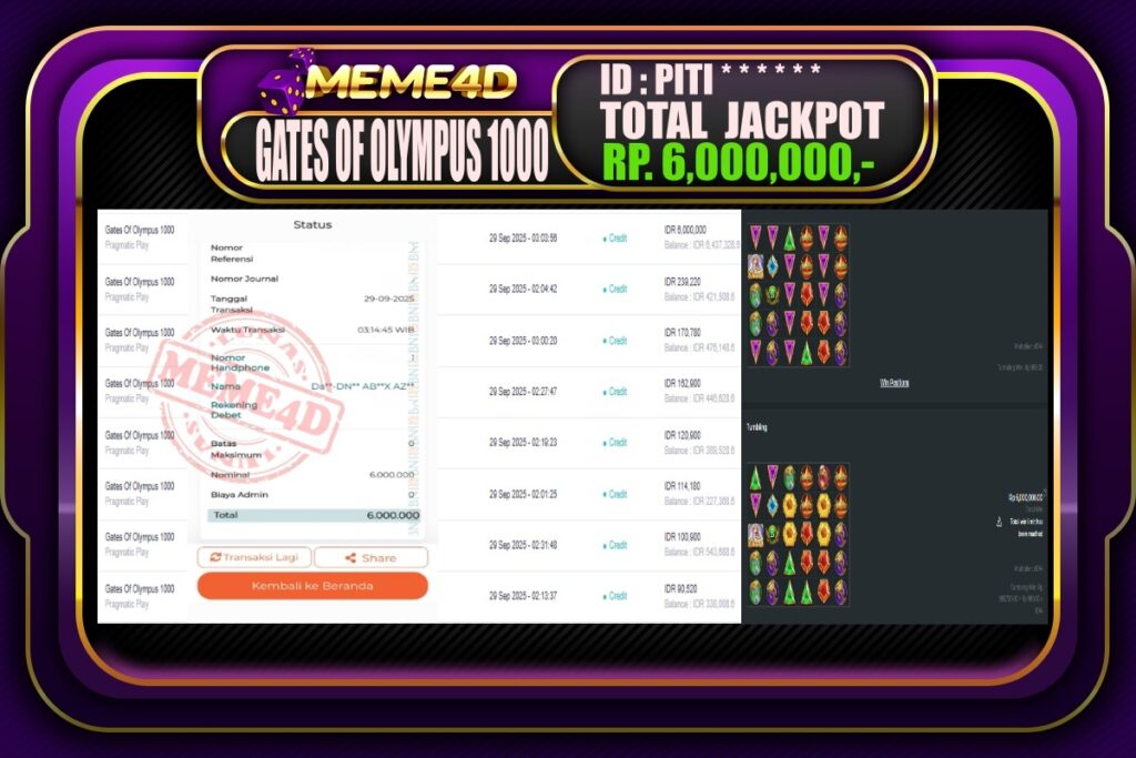 Bukti Jp MEME4D Slot Online 29 September 2025