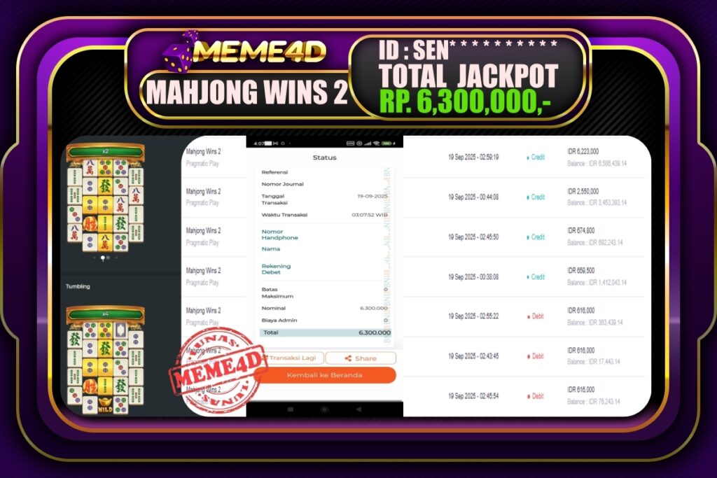 Bukti Jp MEME4D Slot Online 19 September 2025