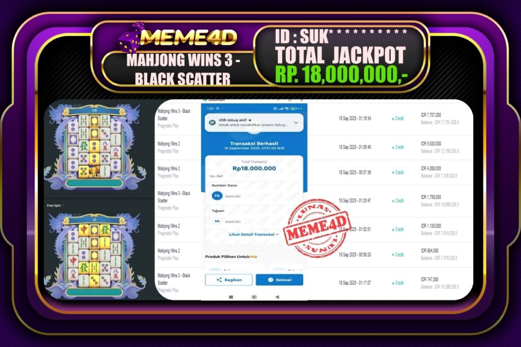 Bukti Jp MEME4D Slot Online 18 September 2025