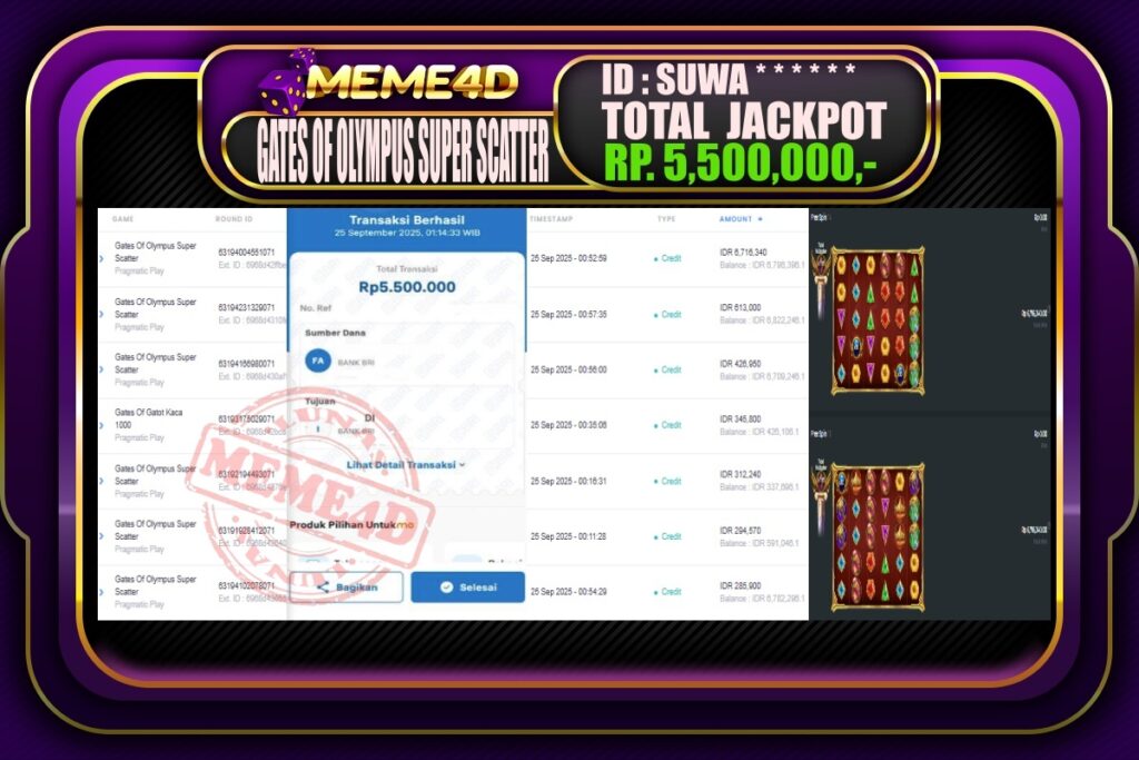 Bukti Jp MEME4D Slot Online 25 September 2025