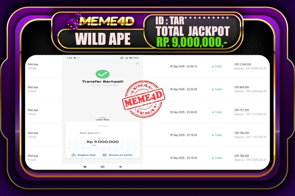 Bukti Jp MEME4D Slot Online 17 September 2025