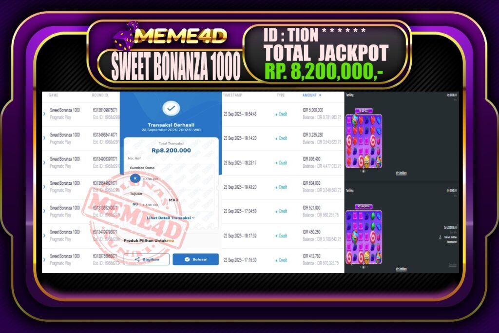 Bukti Jp MEME4D Slot Online 24 September 2025