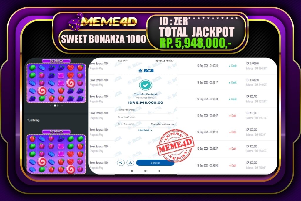 Bukti Jp MEME4D Slot Online 19 September 2025