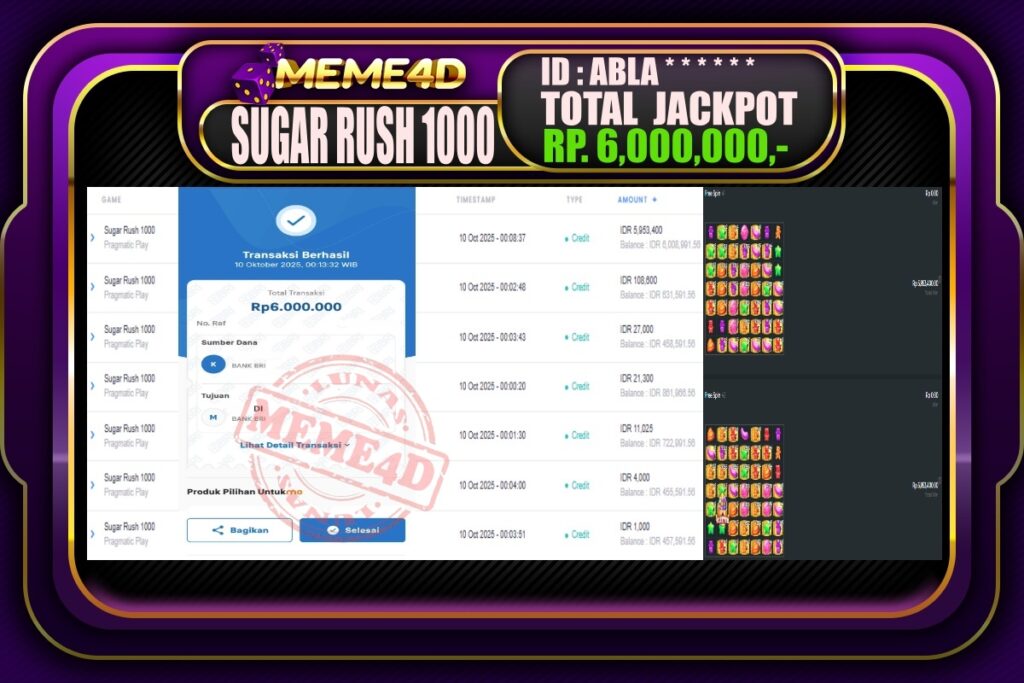 Bukti Jp MEME4D Slot Online 10 Oktober 2025