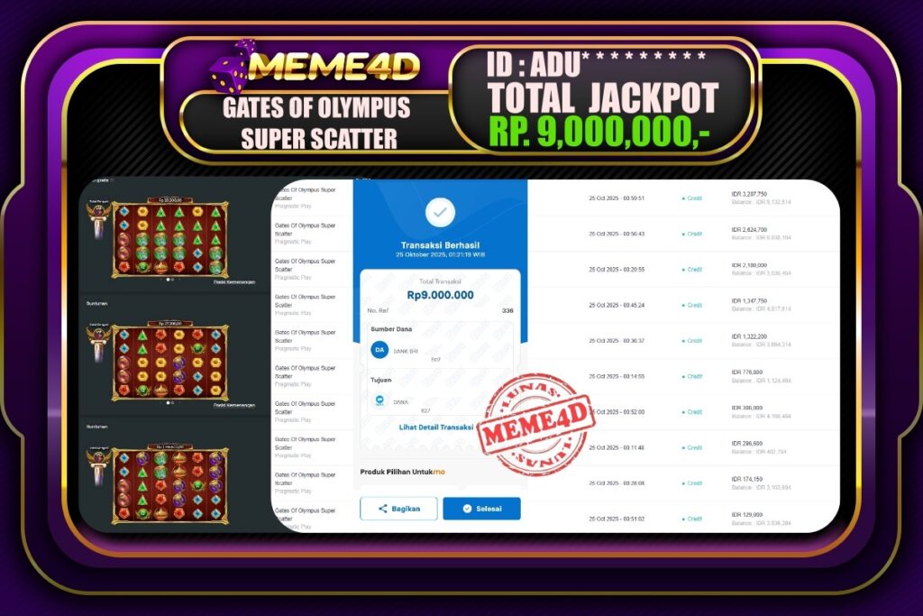 Bukti Jp MEME4D Slot Online 25 Oktober 2025