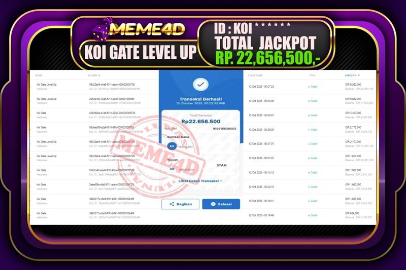 Bukti Jp MEME4D Slot Online 12 Oktober 2025