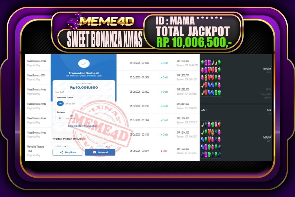 Bukti Jp MEME4D Slot Online 05 Oktober 2025