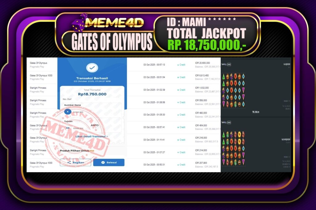 Bukti Jp MEME4D Slot Online 03 Oktober 2025