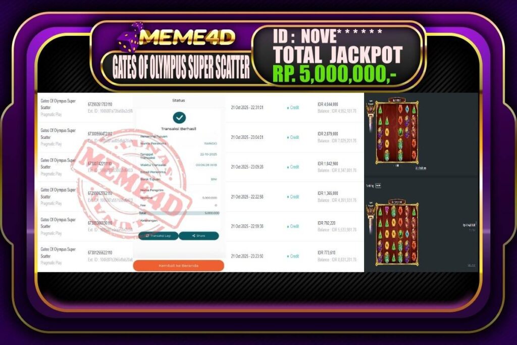 Bukti Jp MEME4D Slot Online 22 Oktober 2025