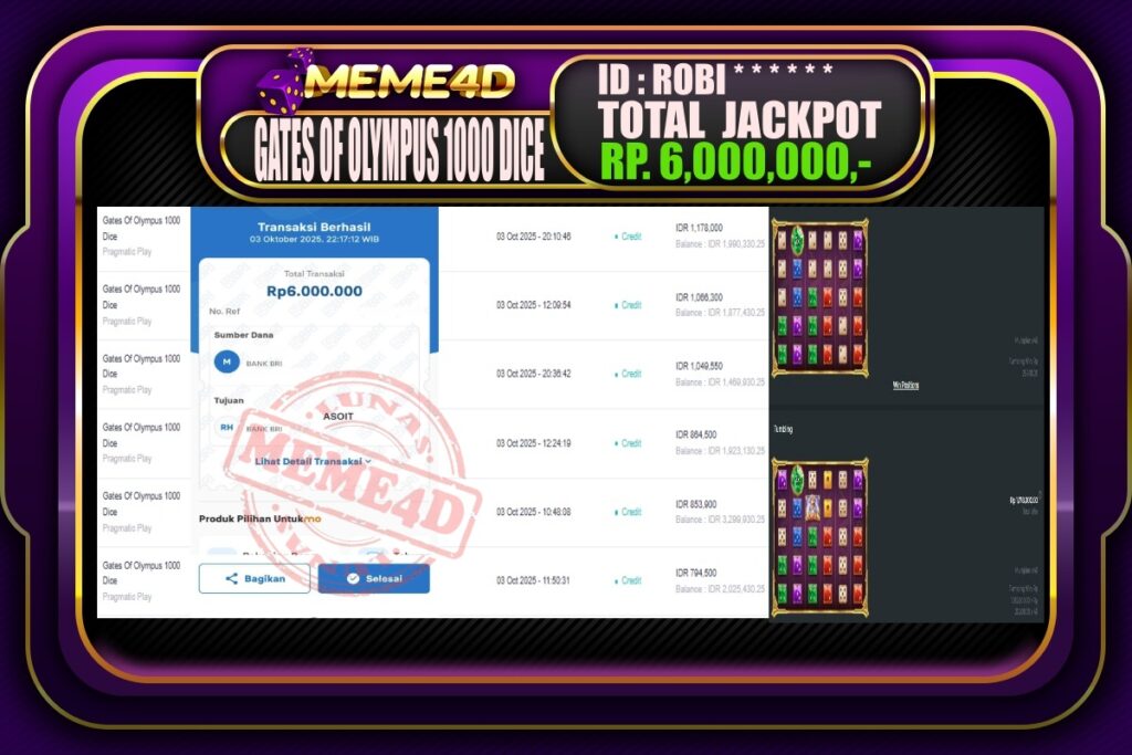 Bukti Jp MEME4D Slot Online 04 Oktober 2025