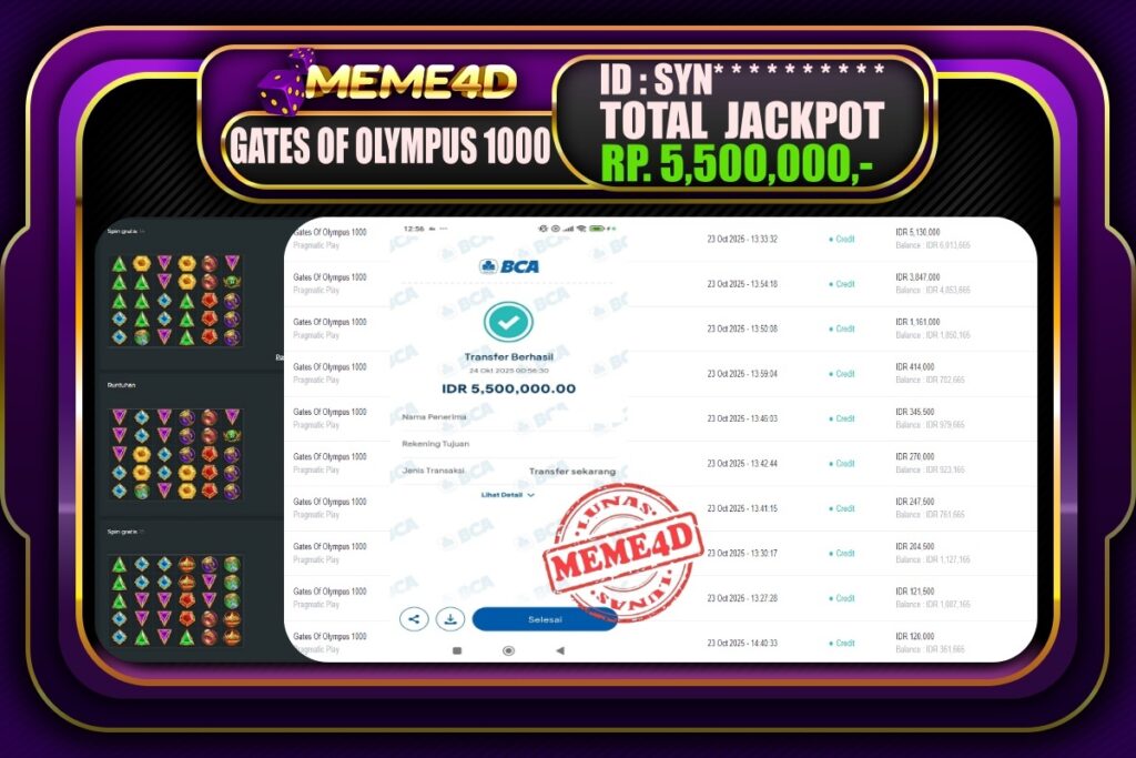 Bukti Jp MEME4D Slot Online 24 Oktober 2025