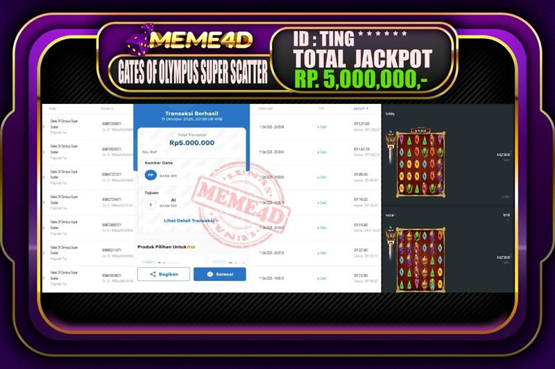 Bukti Jp MEME4D Slot Online 12 Oktober 2025