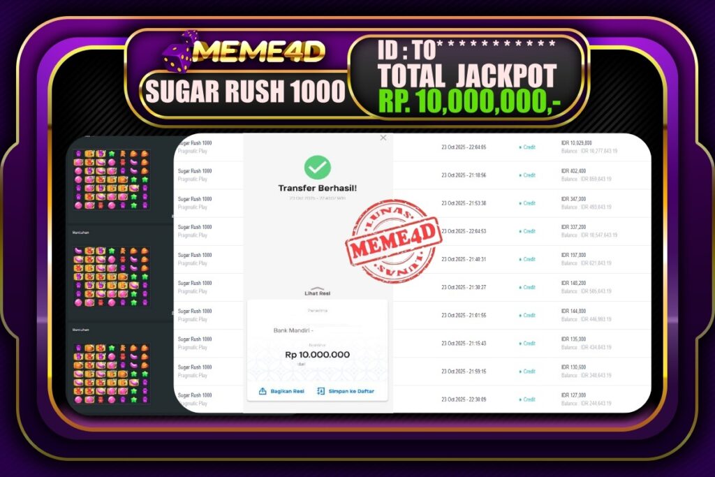 Bukti Jp MEME4D Slot Online 24 Oktober 2025