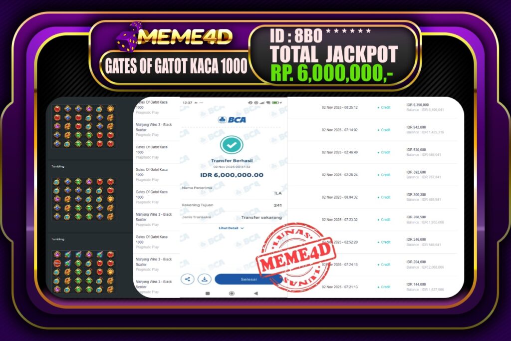 Bukti Jp MEME4D Togel Online 02 November 2025